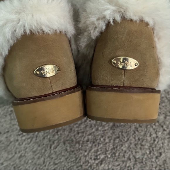 COACH IZZIE Boots Size 9 Signature Midcalf Suede Faux Fur FG4597 - Picture 10 of 15